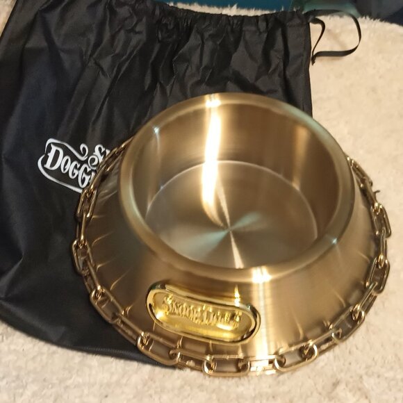 NWT~Snoop Doggie Doggs' Off The Chain Deluxe Gold SS Dog Bowl (5 Cups, 42 FL OZ) - Picture 4 of 13